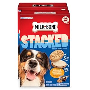 Milk bone stacked dog treats 30 ounce pack of 2 crunchy biscuit with molasses and peanut butter creamy filling  urban country home decor