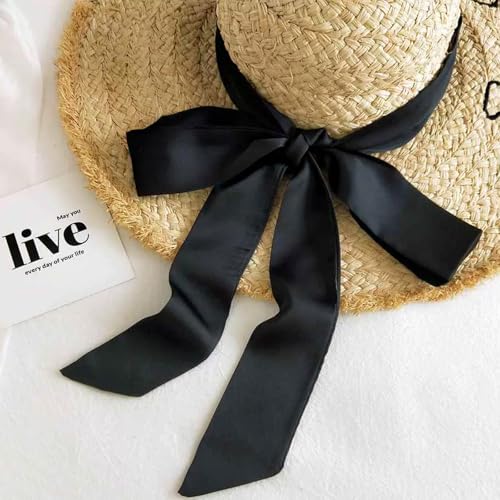 6 Pcs Women Long Neckerchief Skinny Scarf Necktie Satin Neck Scarf Choker Sash Belts Solid Color for 50's Costume Accessory3