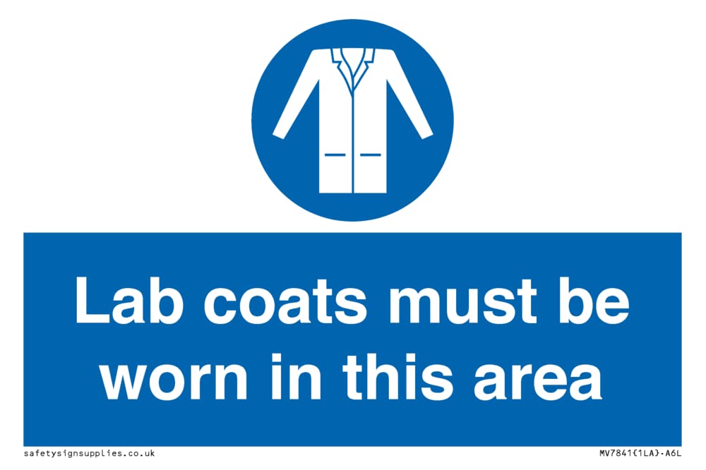 Lab coats must be worn in this area Sign - 150x100mm - A6L