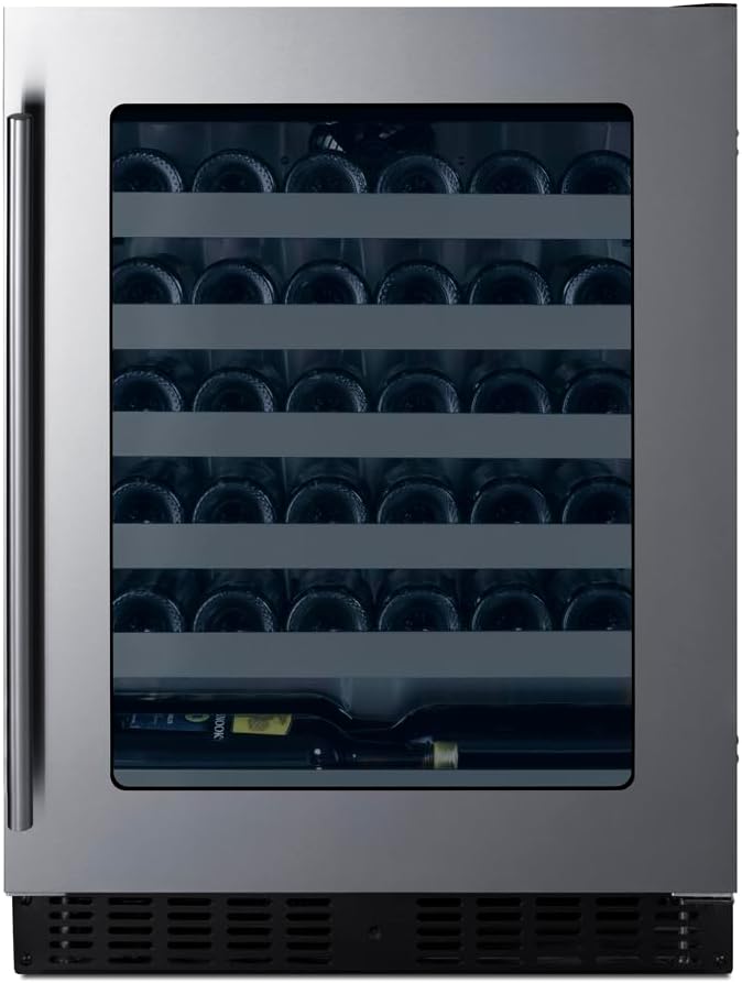 24 in. Shallow Depth Single Zone 33-Bottle Built-In Wine Cooler in Stainless Steel ADA Compliant- ASDW2412V1