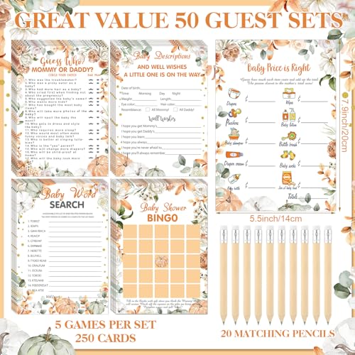 Image of Patelai 321 Pcs Little Pumpkin Baby Shower Decorations Fall Thanksgiving Baby Shower Games Supply for Gender Reveal Party Games Friendsgiving a Little Pumpkin is on The Way