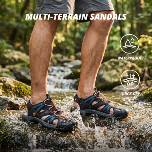 Image of CAMEL CROWN Hiking Sandals for Men Waterproof Closed Toe Water Sandals Athletic Outdoor Sandals Adjustable Summer Sandals for Beach Sport Fishing Walking
