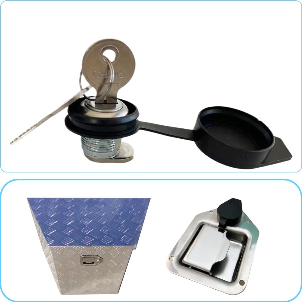 JQuad Paquete De 2 Cerraduras De Caja De Herramientas Para Camión Con Llaves, Cilindro De Bloqueo De Caja De Herramientas De Repuesto Para Pestillo (paquete De 2