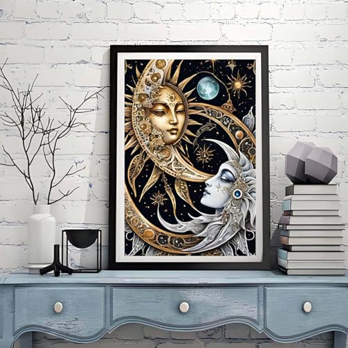 Image of ARPADAMO Diamond Art Kits for Adults,5D Sun and Moon Diamond Painting DIY Sun Diamond Art Diamond Painting Kits for Adult,Round Full Drill Diamonds, Diamond Art Kits for Home Decor-12x16inch