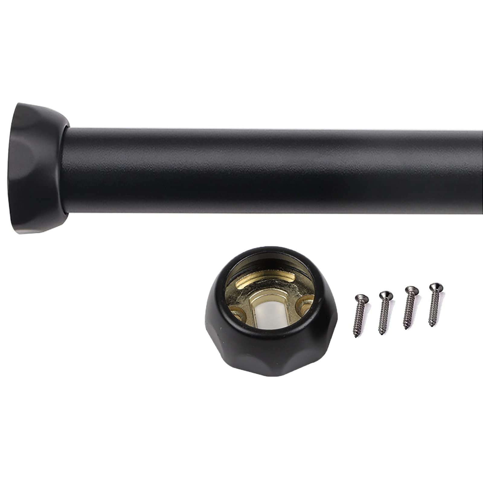 Cabinet/Bathroom/Bedroom Garment Bar Wall Mount,Round Metal Closet Rods for Hanging Clothes, Removable Curtain Rods, with End Sockets & Screws(Black,45in(114.3cm))