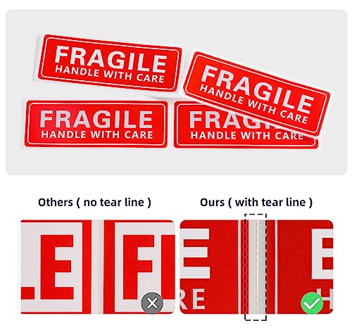 Image of 1 x 3 Inch Handle with Care 1000 Permanent Adhesive Fragile Stickers for Shipping Moving Glass Labels (1 Roll, 1000 Labels)