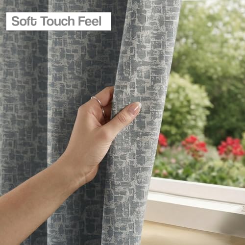 Image of FRESH FROM LOOM Premium 9 ft Door Curtains for Slider Track | Non-Ring Curtains | 100% Blackout | Non-Ring Curtains | S-Wave Pleat | Parda | Light Block Blackout Parde (Grey | 9 FT Long Set of 2)