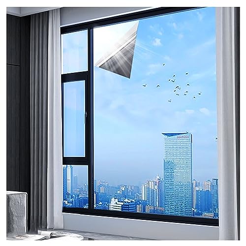Película de privacidad reflectante para ventana de cristal tintado para casa, oficina, color azul y plateado, 60 x 1000 cm