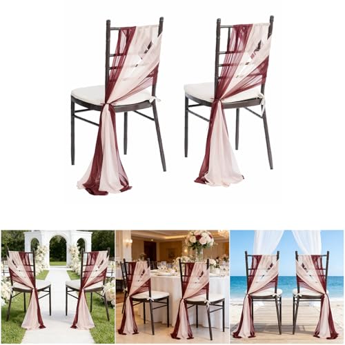 Cortinas románticas para silla en velo Premium para banquetes y galas de gala 2