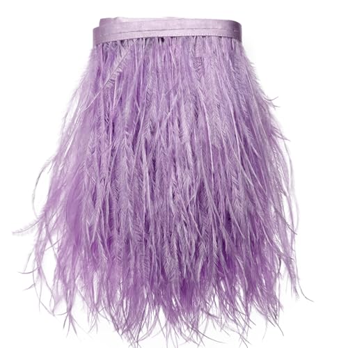 Happy feather 2 Yards 5-6inch Dyed Ostrich Feathers Trim Fringe for DIY Dress Sewing Crafts Costumes Decoration -Light Purple