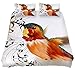 TIZORAX Zestaw pościeli z nutami muzycznymi i kolibrami 3-częściowy zestaw pościeli z poszewkami na poduszki.
