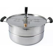 6 Quart Household Home Popcorn Machine Manual Mixing Pot Popcorn Popper Plastic Handle Stainless Steel Popcorn Single Pot