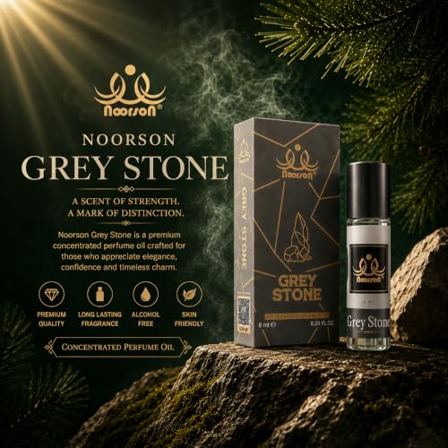 Image of Noorson Grey Stone Attar 6ml | Long Lasting Alcohol-Free Perfume Oil for Men & Women | Premium Natural Ittar Fragrance | Roll-On Concentrated Attar | Daily Wear & Special Occasion Scent | Travel Friendly Bottle