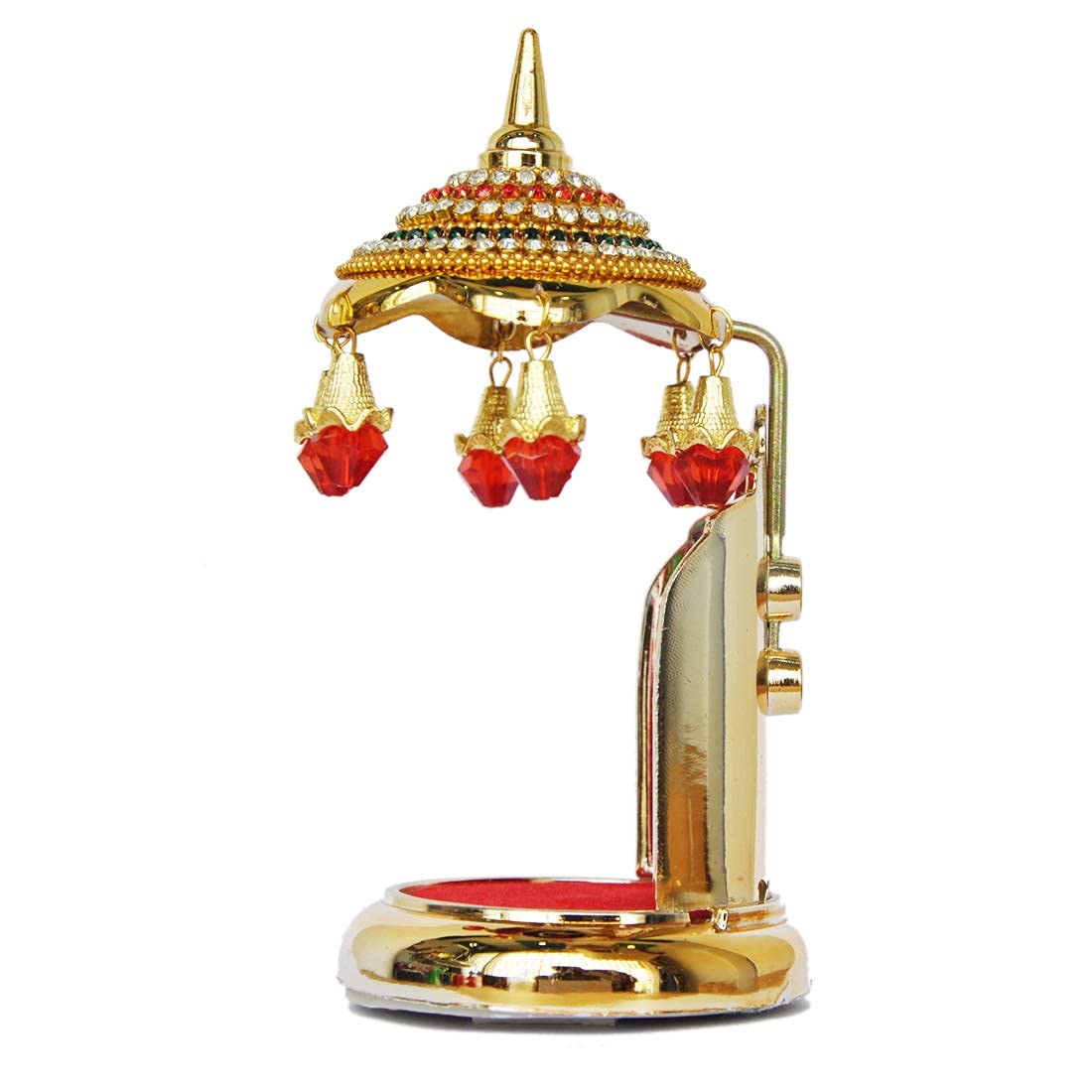TEJ GIFTS Decorative Stone Studded Umbrella Chhatra for Car Dashboard/Office Desk/Table/Home Decor Showpiece, Chatri Aasan for God Murt/Idol, Red - No. 1 D 3