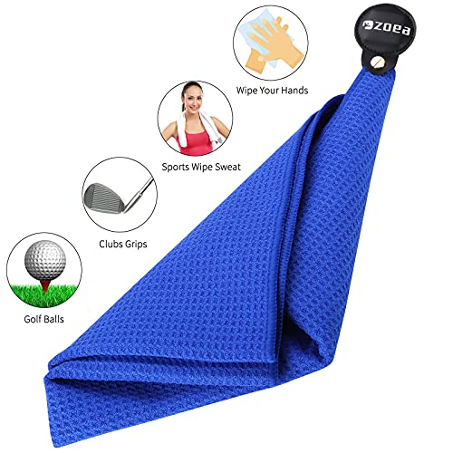 Zoea Magnetic Towel, Magnetic Clip For Golf Towel, Microfiber Fabric Waffle Pattern Towels Industrial Strength Magnet For Strong Hold To Golf Carts Or Clubs (1, Blue) #TOP2