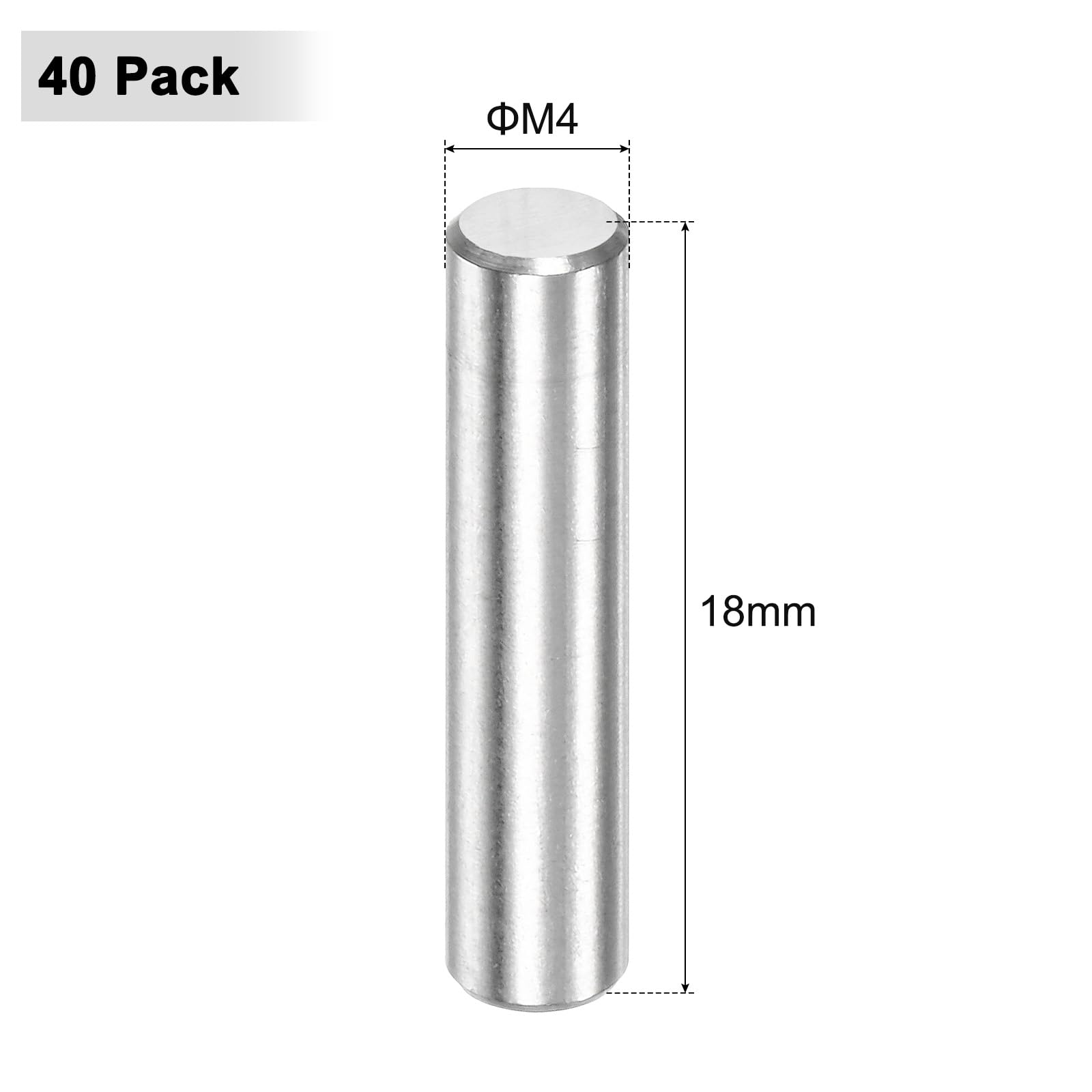 M METERXITY 40-Pack 4 x 18 mm Dowel Pin, 316 Stainless Steel Support Pin Fastener Elements for Metal Devices/Wooden Projects - Image 3
