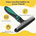 Pet Grooming Brush Carpet Restoration Carpet Rake Hair Cleaner Suitable for Rug and Carpet Undercoat Rake Comb for Dogs and Cats Slicone Handle Deshedding Brush (Green) – Bild 4
