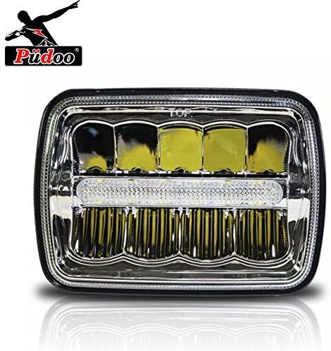 Pudoo Rectangular 7x6 5x7 35W Led Headlights H4 Replacement H6014 H6052 H6054 Sealed Beam Off Road Lights for Trucks Jeep Wrangler JK YJ CJ TJ MJ XJ Tj (Pack of 1)