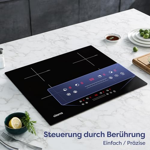 CIARRA CBBIH4B 4 Zonen Einbau Induktionskochfeld 60 cm mit Power Booster Touch-Bedienung Kochfeld...