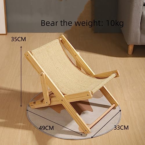 Cadeira para gatos Sisal, cadeira de gato de madeira natural ajustável em 4 velocidades, cama elevad
