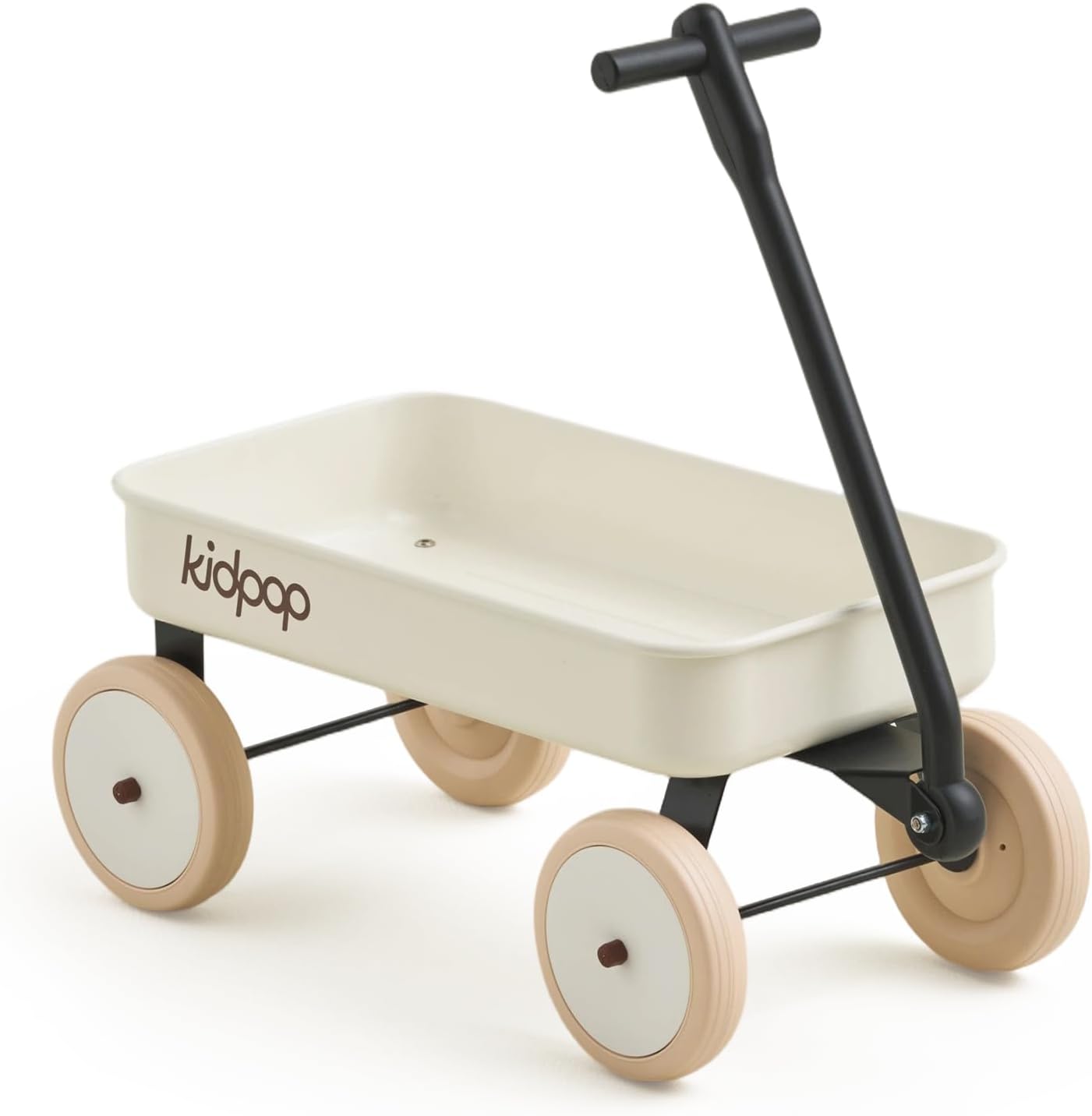Kidpop Pula-Mini First Wagon for Toddlers, 4-Wheel Baby Pull Toy Cart for Kids Ages 1-3, Indoor & Outdoor Push Walker Toy, Ideal 1 Year Old Birthday Gifts (White)