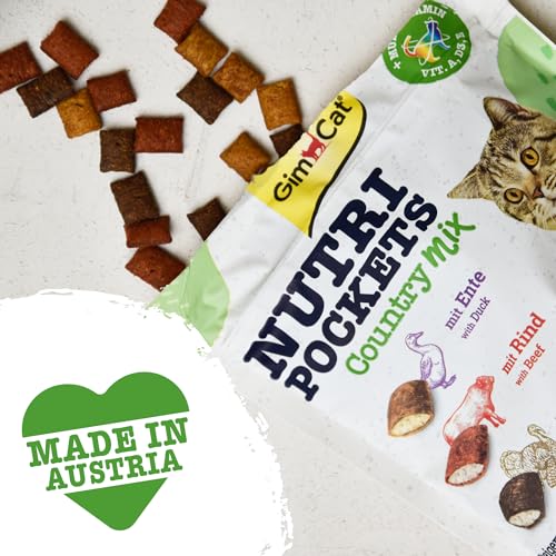 GimCat Nutri Pockets Country Mix - Knuspriger Katzensnack mit cremiger Füllung und funktionalen Inhaltsstoffen - 1 Beutel (1 x 150 g)