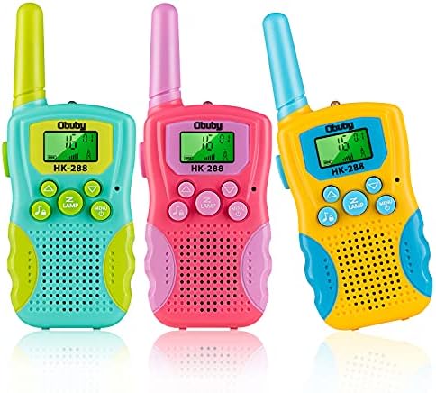 Toys for 3 4 5 6-12 Year Old Boys Girls,Obuby 3 Pack Walkie Talkies for Kids 3 KMs Long Range 2 Way Radio 22 Channels with Backlit LCD Flashlight Best Gifts for Girls Boys Outdoor Camping Game