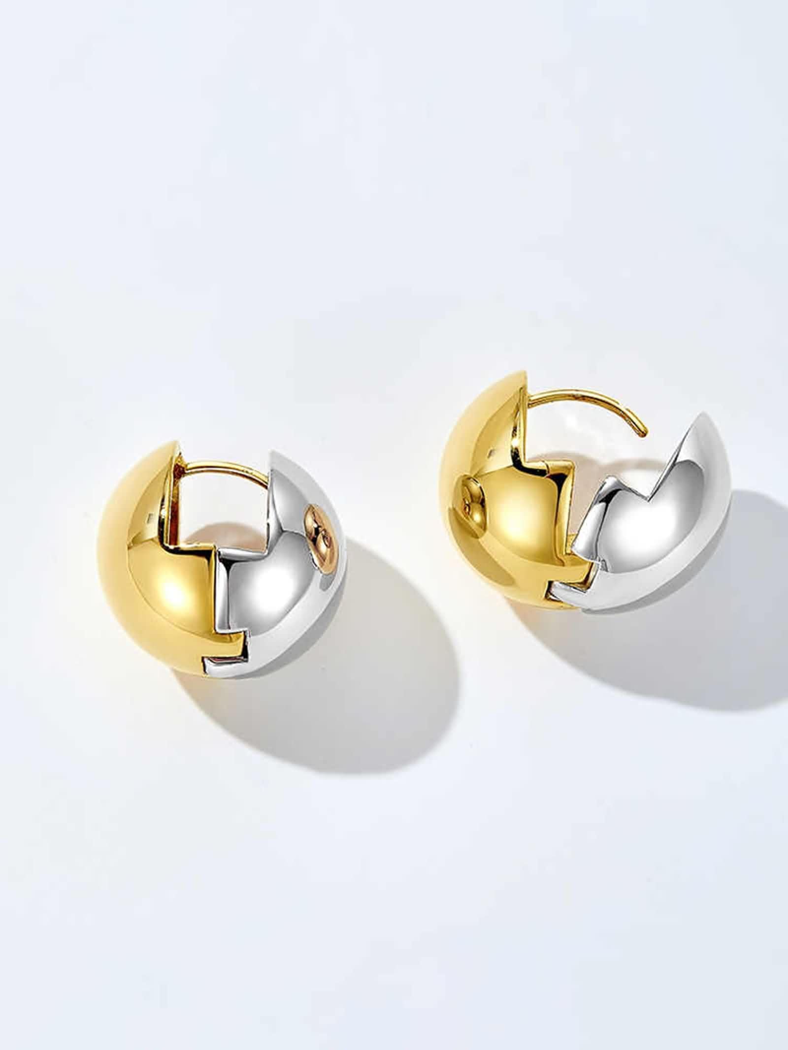 KnSam Pendientes de aro de oro amarillo 750 para mujer, tamaño doble, tamaño pequeño, oro de 18 quilates
