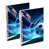Amooorous A5 size 2026 World Cup Blue Flame Soccer Ball notebook wide 8.3" x 5.7", wear-resistant subject college ruled notebook 60 sheets for travel&writing 2 pack