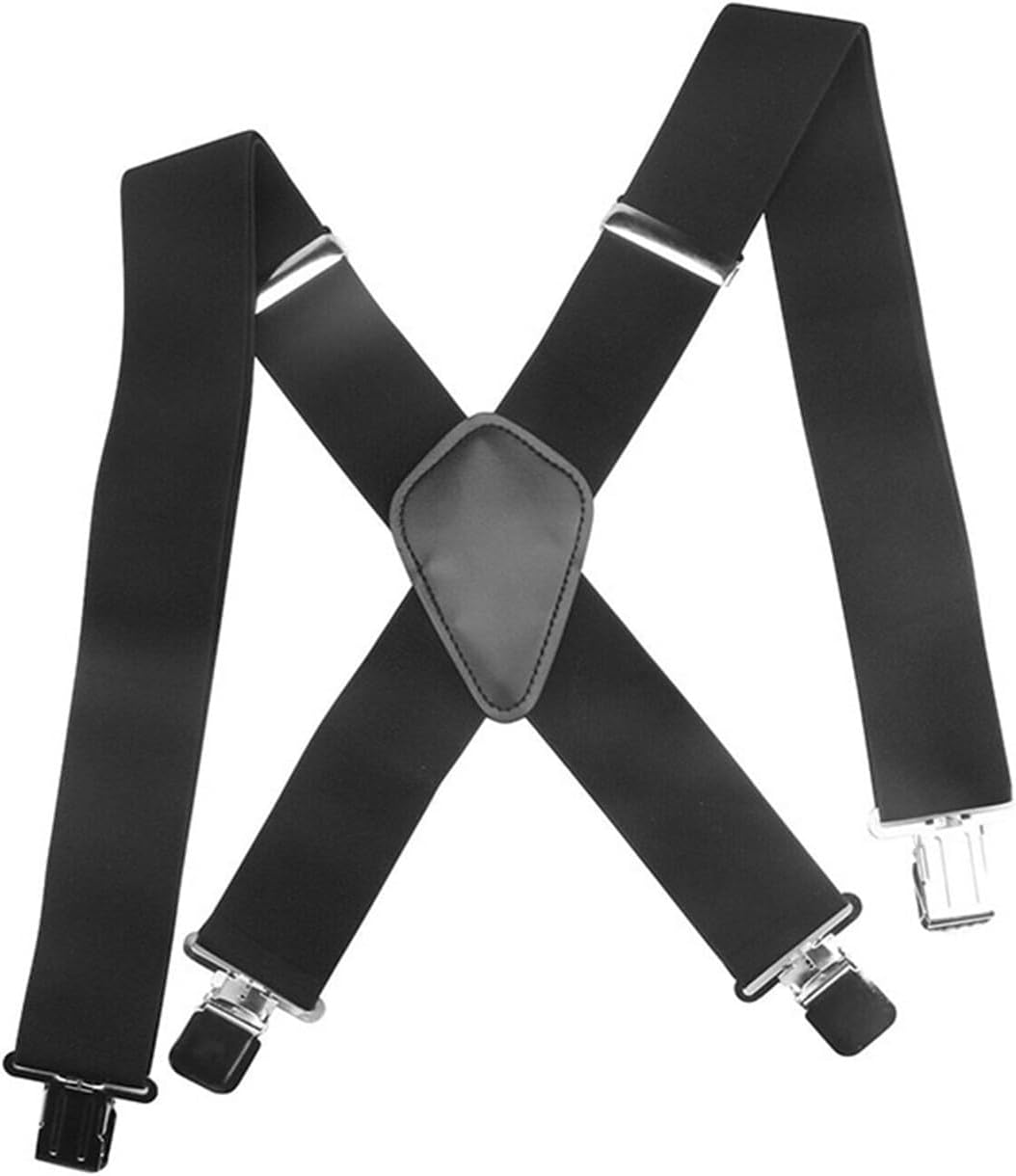 50mm Wide Elastic Elastic Suspenders for Men Extended Suspenders Black