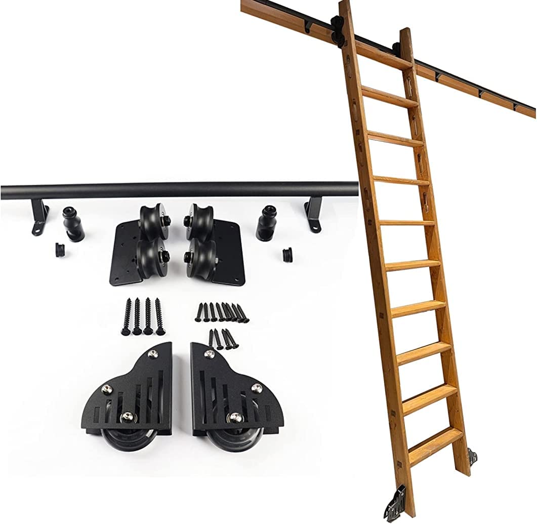 Kit rail d'échelle mobile en tube rond acier pour salon et dressing de 3,3 à 20 pieds