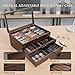 AUTOARK Knife Display Case Holds 43+ Knives,Large 3-Tier Wooden Organizer with Glass Top and Drawer,Gift for Men,Walnut,AHK-072