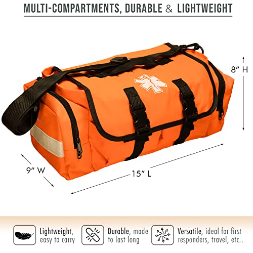 Novamedic Empty First Responder Bag, 15"X9"X8", Trauma First Aid Carries W/Multi Compartments For Emts, Paramedics, Emergency And Medical Supplies Kit, Lightweight And Durable, Orange #TOP4
