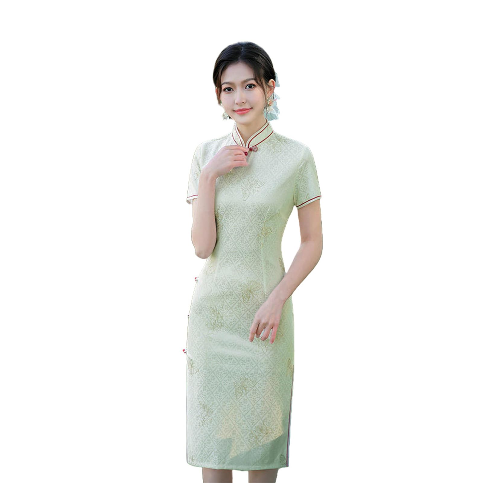 Abito da sera in pizzo da donna in stile cinese-abito Cheongsam giovanile per eventi annuali