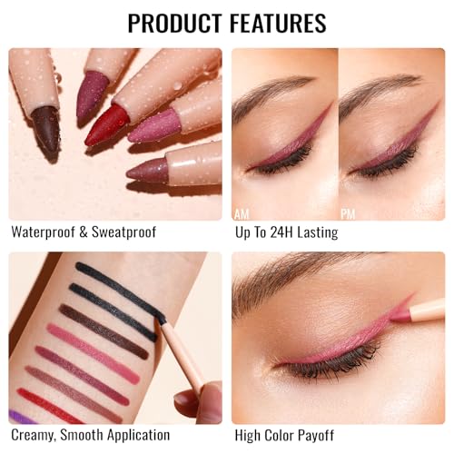 Oulac Red Eyeliner Pencil Retractable 2In1 Waterproof Eye Liner And Lip Liners thumb #3