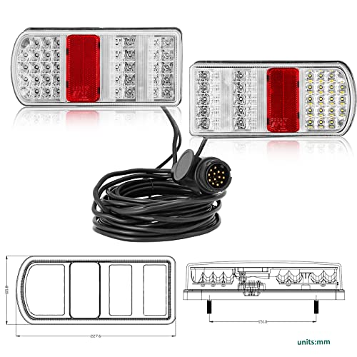 DARKGUARD Rückleuchten Anhänger Satz Led 12v,Rücklicht Heckleuchten Anhänger Led Verkabelt mit 13 poligem Stecker - 5,2m Kabel- 2x 5poliger Bajonettverbindung E4 Prüfzeichen 7Funktion Wasserdicht – Bild 3