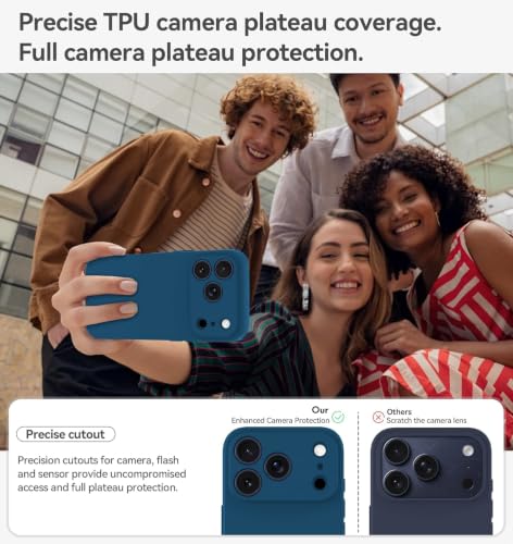 Image of DIZORO Square Microfiber Candy Case Compatible for iPhone 17 Pro Shockproof Slim Back Cover Liquid Silicone Case - Blue