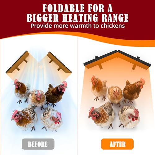 Image of Chicken Coop Heater Inside Coop with Remote Control, 180W Foldable Radiant Heaters, 30''x12'' Large Heating Panel Warmer for Cozy Winter with Adjustable Timer and Temp, Safer Than Brooder Heat Lamp