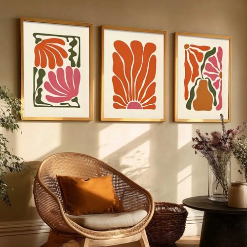 Image of kotart Boho Art Home Decoration Paintings With Frame For Living Room Bed Room Hotel Wall Decor Digital Reprint Set of 3 (13X17 inch)