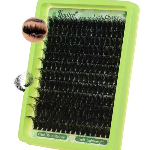 Kmilro Thick Lash Clusters 14-24mm Long 240D Cluster Eyelash Extensions Waterproof Volume Eyelash Clusters 192Pcs Individual Lashes Soft Wispy False Eyelashes DIY Lash Extension