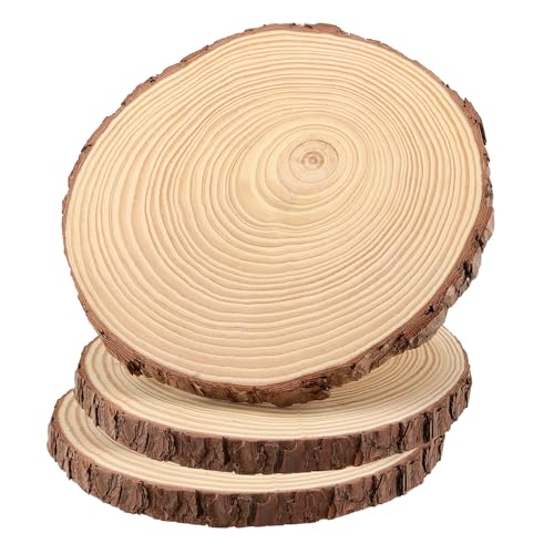 HEIYUET 3 Stücke 23-25cm Unvollendete Holzkreise Groß Natur Holzscheiben zum Basteln, Runde Baumschâ€¦ – Miniatur