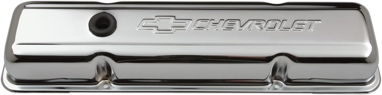 Proform 141-102 SBC Chrome Bowtie Valve Cover - Short with Baffle