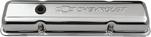 Proform 141-102 SBC Tapa de válvula de pajarita cromada - corta con deflector