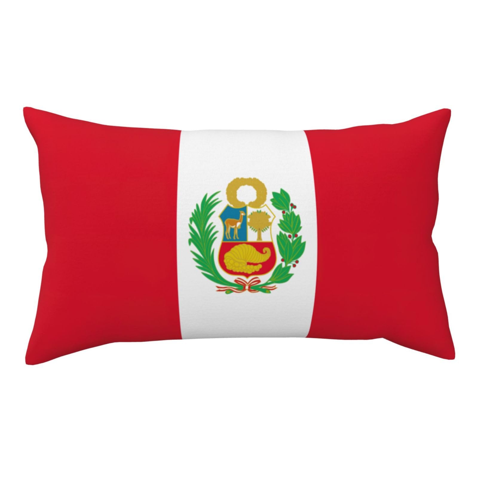 Flag of Peru Double Sided Fluffy Pillow Cover 20x36 Printed Soft Plush Decorative Case for Sofa Living Room