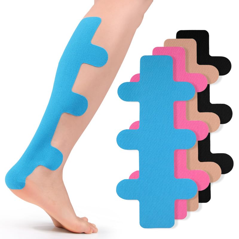 LAOYEFACAI Kinesiotapes Pre-corte para las rodillas 8 piezas Impermeable kinesiotape talón y la pantorrilla parches musculares para caminar, correr y saltar