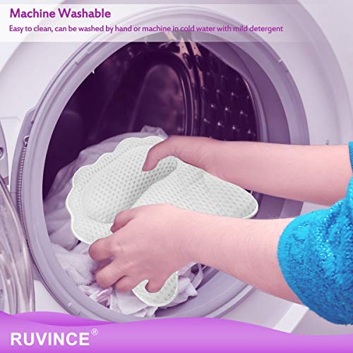 Bath Pillow RUVINCE Luxurious Bath Pillows for Tub Contains 2 Loofah Body Scrubber Ergonomic Bathtub Pillow for Neck,Head & Shoulders