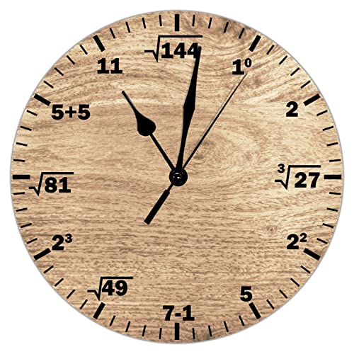LetusZhogo Classroom Wall Clock 10 Inch, Math Themed Modern Creative Mathematics Wall Clock, Silent Non-Ticking Quartz Clock Educational Gifts for Kids Teachers School Classroom Decor