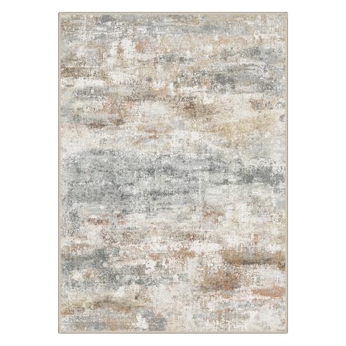 Image of BEIMO Area Rugs 8x10 for Living Room Bedroom, Modern Abstract Machine Washable Rug, Large Soft Low Pile Floor Carpet with Non Slip Backing for Dining Room, Muted Grey