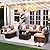 VONZOY Patio Furniture Set, 7-Piece Outdoor Sectional with Waterproof Cover, All-Weather Wicker Patio Conversation Sets for Backyard (Brown with Beige Cushion)
