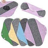 12 Stück Waschbare Slipeinlagen, Wiederverwendbare Stoffbinden, Waschbare Binden aus Natürliche Baumwolle, Bequem und Atmungsaktiv WaschbareBinden für Alle Frauen(23x18.5 cm, Rosa, Grün, Gelb, Blau)